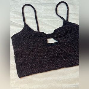 ✨3 for $10✨ NWT Pink/Silver Glitter Black Rue 21 Medium Crop Top